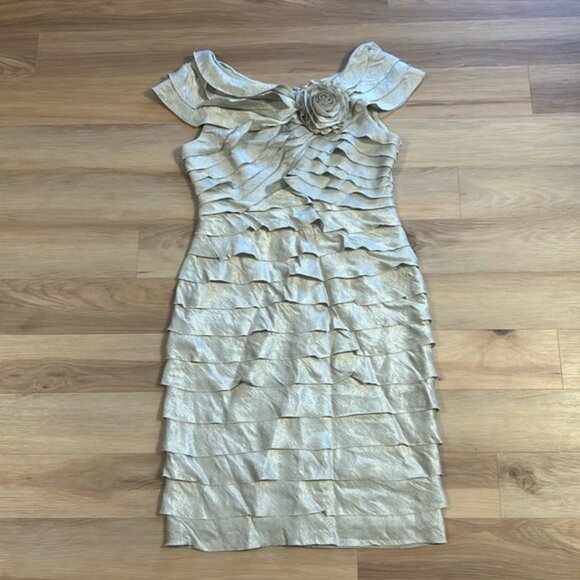 Collection Dressbarn Ruffle Cream Dress - Picture 1 of 3